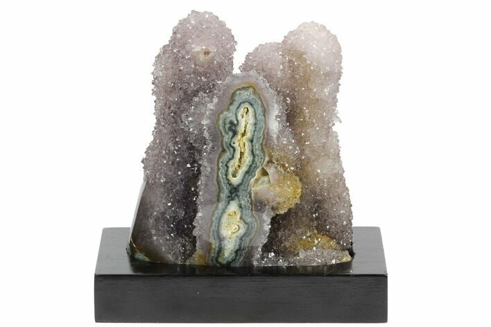 Tall, Amethyst Stalactite Formation With Wood Base - Uruguay #121297